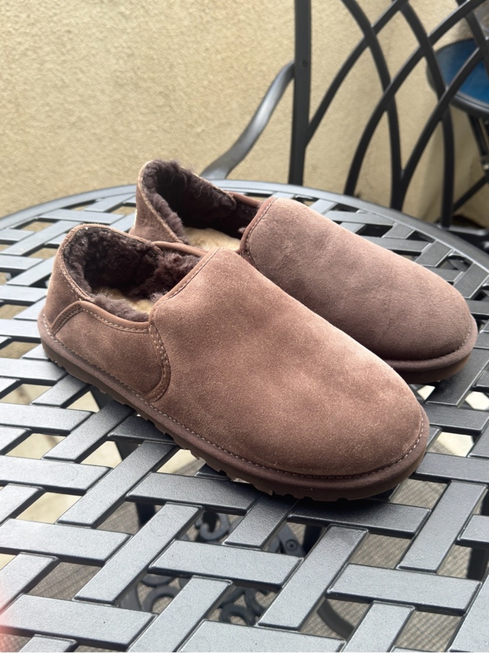 UGG Men's Kenton Brown Suede Fur-Lined Slip-On Loafers